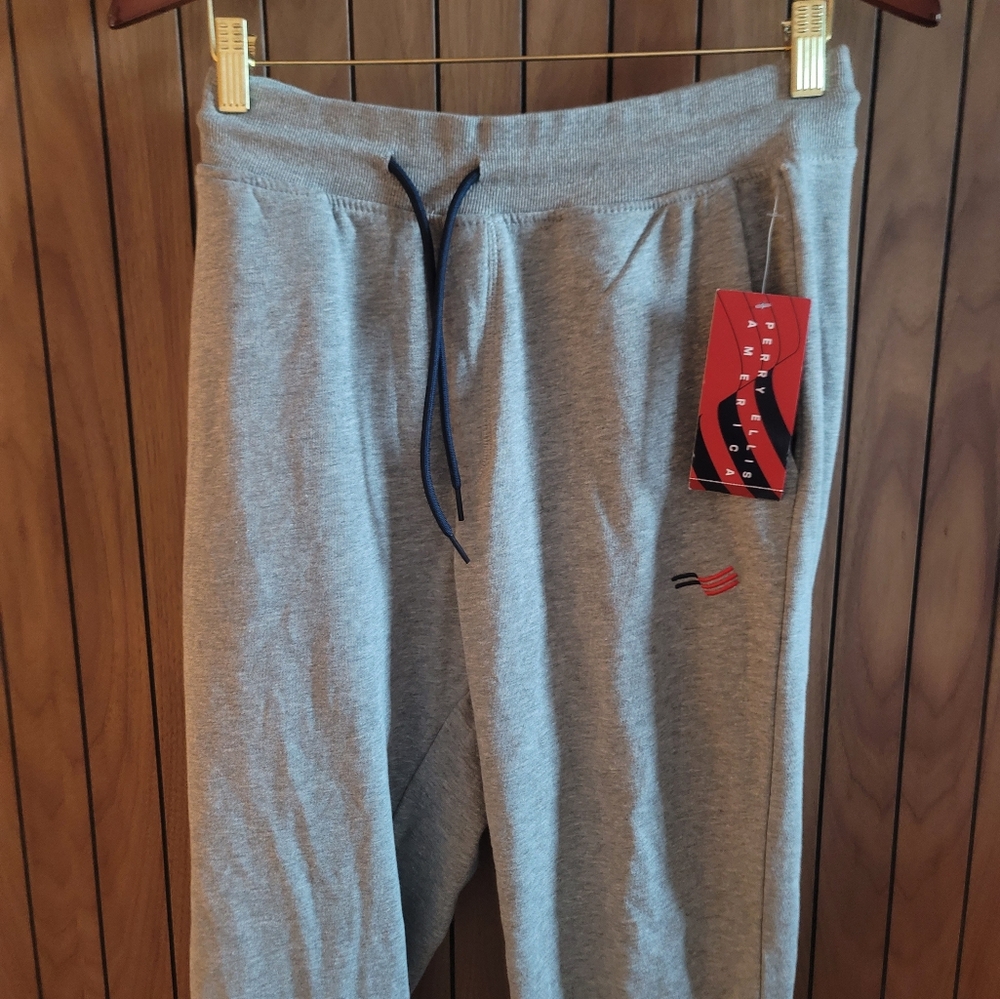 NWT Perry Ellis America Terry Cotton Joggers Gray Mens Small